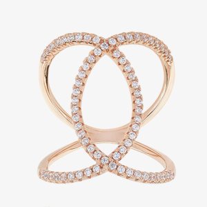 Sif Jakobs Ladies Rose Gold-Plated ‘Fucino’ Crossover White Cubic Zirconia Ring SJ-R0059-CZ(RG)