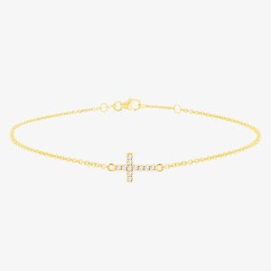 9ct Yellow Gold Cubic Zirconia Cross Bracelet 1.29.1702