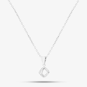Silver Cubic Zirconia Open Square Pendant E610858-P