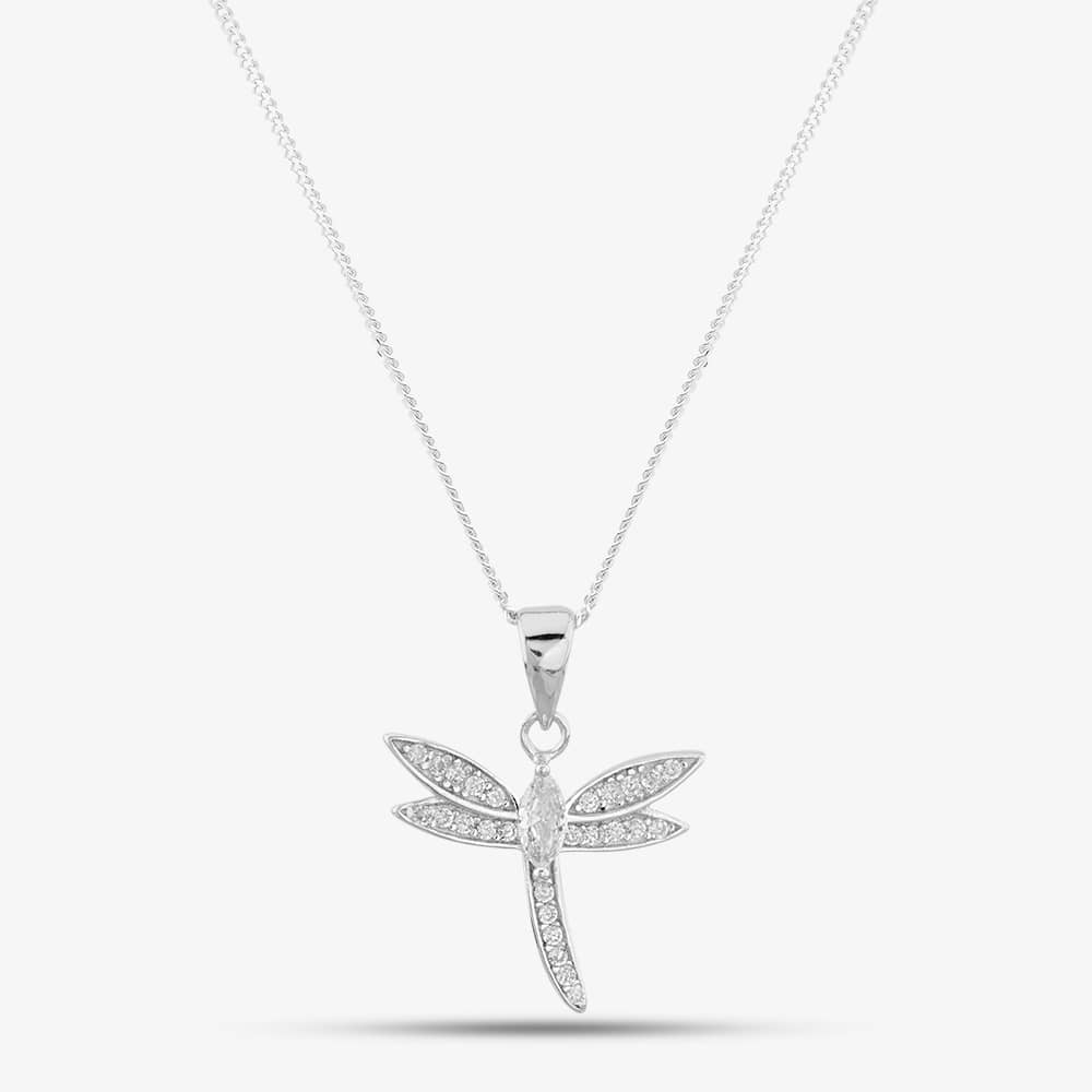 Silver Cubic Zirconia Dragonfly Pendant 8.68.2984