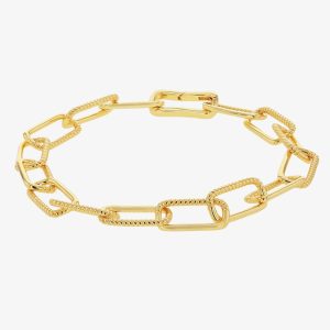 LUXE Silver Gold Plated Twisted Paperlink Chain Bracelet 8.26.0272