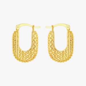 LUXE Silver Gold Plated 21.7mm Hammered Hoop Earrings 8.52.9999