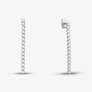 Silver and Rhodium 33mm Cubic Zirconia Drop Earrings 8.58.8599