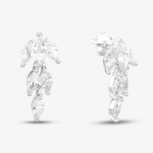 Sterling Silver Cubic Zirconia Marquise Dropper Earrings E5674C
