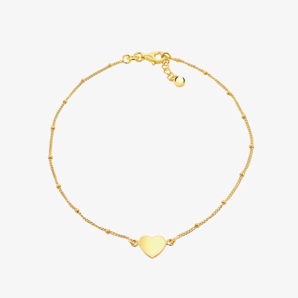 LUXE Silver Gold Plated Heart & Ball Anklet 8.23.7885