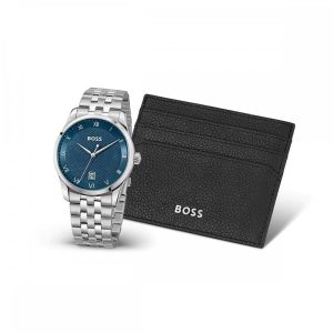 BOSS Concept 41mm Quartz Watch and Leather-based Card Holder Reward Set 1570178
