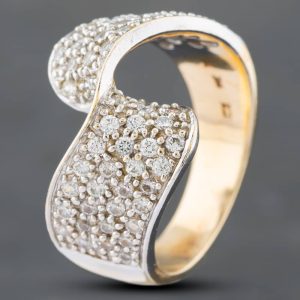 Pre-Owned 9ct Two Colour Gold Cubic Zirconia Pave Ribbon Dress Ring 41101881