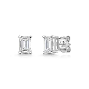 18ct White Gold Lab Grown 1.00ct Emerald Minimize Diamond Earrings