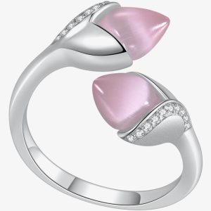 Fei Liu Magnolia Double Stone Open Ring MAG-925R-002-CEPK M