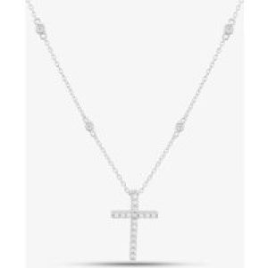 Silver Pave Cubic Zirconia Cross Pendant Chain 8.18.9490
