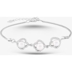 Sterling Silver Freshwater Pearl And Cubic Zirconia Bracelet BRW70246FW