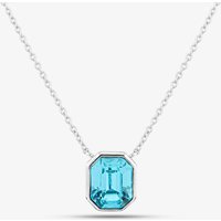 Sterling Silver Asscher-Cut Blue Crystal Necklace N4475T - Image 2
