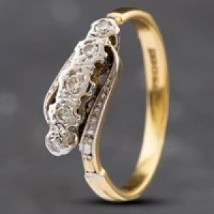 Pre-Owned 18ct Two Colour Gold Diamond Crossover Five Stone Ring 41481424
