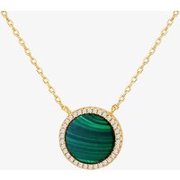 LUXE Silver Gold Plated Malachite & Cubic Zirconia Round Necklace 8.12.0210 - Image 2