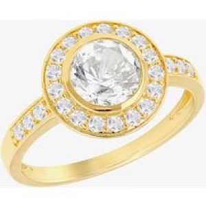 LUXE Silver Gold Plated Cubic Zirconia Shoulder Set Halo Ring 8.98.0260 P