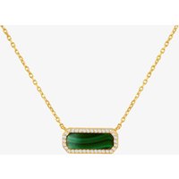 LUXE Silver Gold Plated Malachite & Cubic Zirconia Octagonal Necklace 8.12.0200 - Image 2