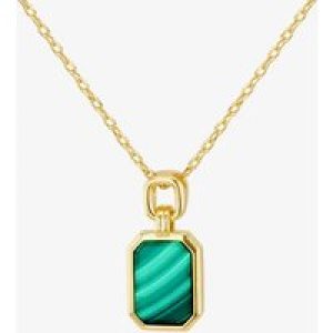 LUXE Silver Gold Plated Malachite Octagonal Necklace 8.12.0160