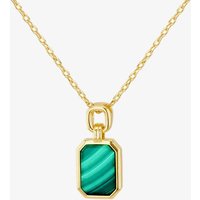 LUXE Silver Gold Plated Malachite Octagonal Necklace 8.12.0160 - Image 2