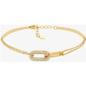 LUXE Silver Gold Plated Cubic Zirconia Rectangular Bracelet 8.26.0393