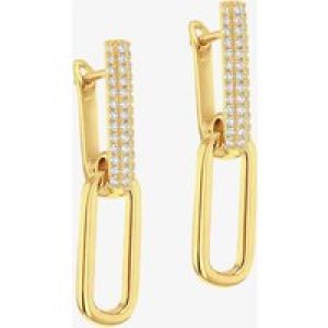 LUXE Silver Gold Plated Cubic Zirconia Paperlink Dropper Earrings 8.58.0392