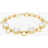 LUXE Silver Gold Plated Oval Cubic Zirconia Belcher Chain Bracelet 8.92.0621 - Image 2