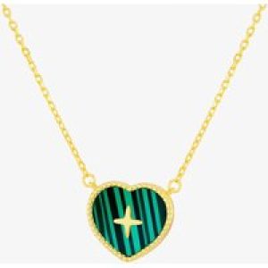 LUXE Silver Gold Plated Malachite Heart Cross Necklace 8.13.7850