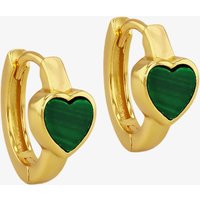 LUXE Silver Gold Plated 12mm Malachite Heart Hoop Earrings 8.59.1903 - Image 2