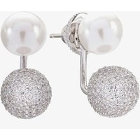 Sif Jakobs Ladies Rhodium Plated 'Bobbio Due' Cubic Zirconia Pave Ear Jacket And Pearl Stud Earrings SJ-E021414-CZP - Image 2