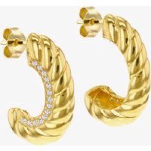 LUXE Silver Gold Plated Cubic Zirconia Twisted Half Hoop Earrings 8.51.3208