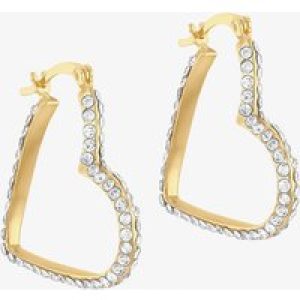 LUXE Silver Gold Plated Cubic Zirconia Heart Hoop Earrings 8.51.3202
