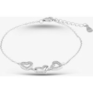 Silver 6.5"-8.5" Pavé Open Heart Bracelet B613594