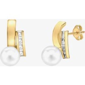 9ct Yellow Gold Freshwater Pearl & Cubic Zirconia Stud Earrings 1.58.9999