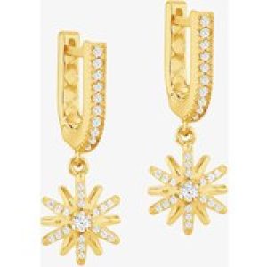 LUXE Silver Gold Plated Cubic Zirconia Star Dropper Huggie Earrings 8.57.0032