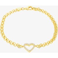 LUXE Silver Gold Plated Cubic Zirconia Open Heart Bismark Bracelet 8.29.7343 - Image 2