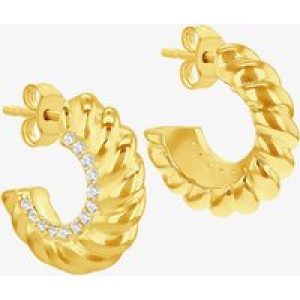 LUXE Silver Gold Plated Cubic Zirconia Twisted Half Hoop Earrings 8.51.3209