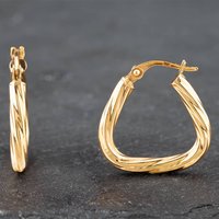 Pre-Owned Yellow Gold 21mm Triangle Twisted Hoop Earrings 41172050 - Image 2