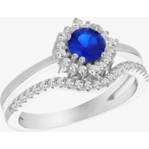 Silver Blue Cubic Zirconia Double Split Shoulder Ring 8.84.1171 L