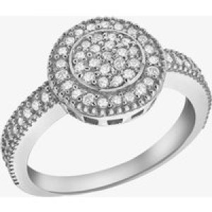 Silver Cubic Zirconia Shoulder Set Cluster Ring 8.84.8449 O