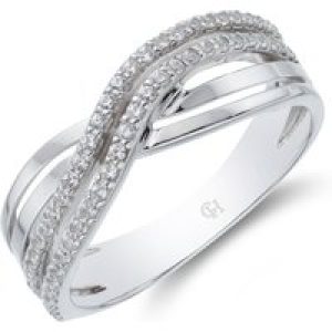 9ct White Gold Cubic Zirconia Pass Over Fancy Band