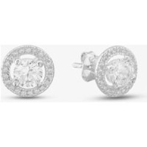 Silver Round Cubic Zirconia Cluster Earrings E4909C