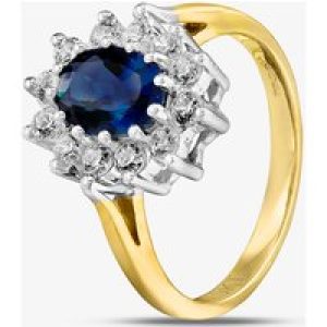 9ct Yellow Gold Blue & Clear Crystal Cluster Ring DIV046B-M