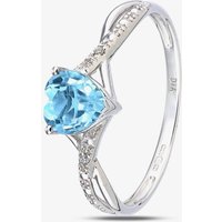 9ct White Gold Heart Cut Blue Topaz Diamond Set Shoulder Ring PR12710WBT P - Image 2