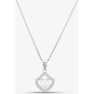 Sterling Silver Freshwater Pearl and Cubic Zirconia Pendant PNW70246FW