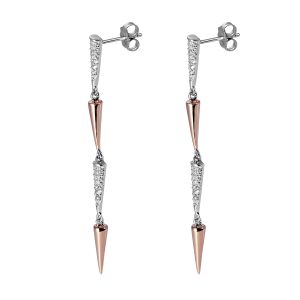 Orphelia ‘Aada’ WoMens 925 Sterling Silver Drop Earrings – Silver/Rose ZO-7433 – Silver & Rose Gold – One Size
