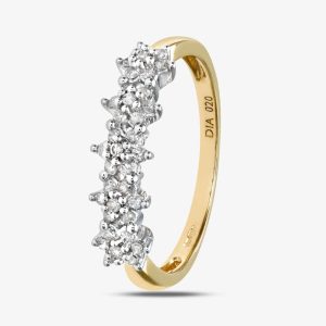 9ct Yellow Gold 0.20ct Diamond Flower Half Eternity Ring PR06551Y P
