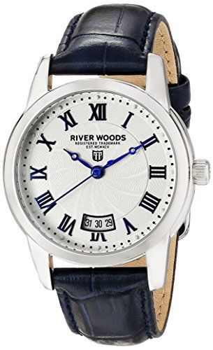 River Woods : Womens White Watch - Blue Leather - One Size