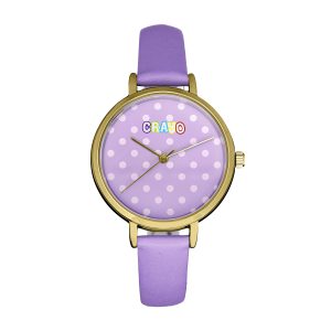 Crayo Unisex Dot Strap Watch – Purple Stainless Steel – One Size