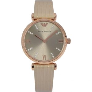 Armani Womens Ladies AR1681 Watch – Cream Leather – One Size