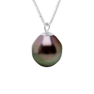 Diadema Womens – Necklace – Silver and Tahitian Pearl – Natural – One Size