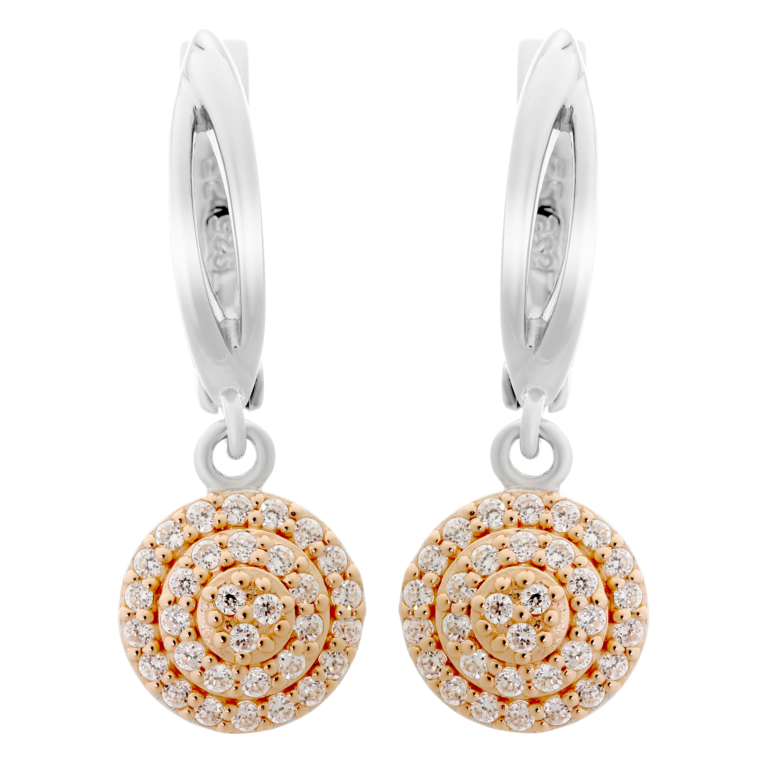 Orphelia 'Leanna' WoMens 925 Sterling Silver Set: Chain-Pendant + Earrings - Silver/Rose SET-7120 - Silver & Rose Gold - One Size
